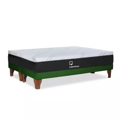 CAMA ZEN TOP SPRING  SOFT TELA VELVET VERDE KING