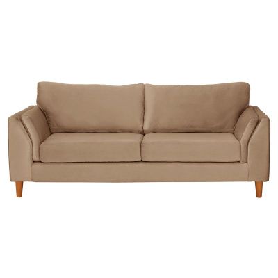 Sofá Milan 3C Tela Velvet Beige Con Asiento de Resortes Pocket
