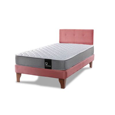 Imagen 2 del producto Cama Europea Zen Best 1.5 Plaza Colchon Resortes Base Dividida + Respaldo Tela Palo Rosa