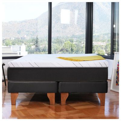 Cama Zen Top Foam Hybrid Pu Negro 2Pza
