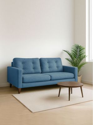 SOFA NAPOLES 3C TELA VELVET AZUL PETROLEO