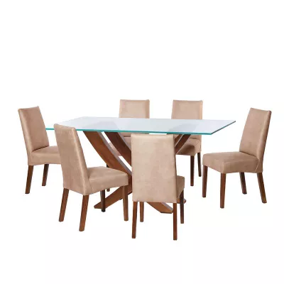 Imagen 1 del producto Juego De Comedor Alicante 6 Sillas Cadiz  Cuero Kentucky  Beige