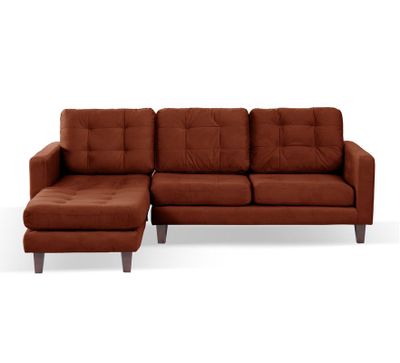 Sofa Chaiselong Izq Napoles Tela Velvet Chocolate