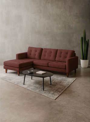 Sofa Chaiselong Izq Napoles Tela  Velvet  Chocolate