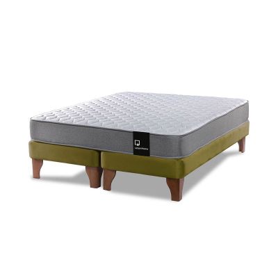 Imagen 2 del producto Cama Europea Zen Best 2 Plazas Colchon Resortes Base Dividida Tela Verde
