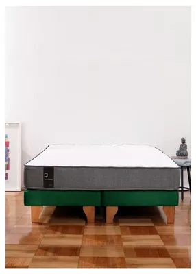 Imagen 1 del producto Cama Europea Zen Best 2 Plazas Colchon Resortes Base Dividida Tela Verde