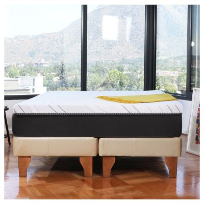 Cama Zen Top Spring  Hybrid Pu Beige King
