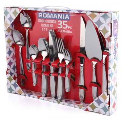 Set 35 Piezas Cubiertos Romania De Acero Inoxidable