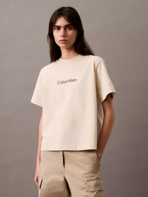 Polera Relaxed Logo Estándar Beige Calvin Klein