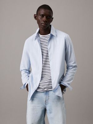 Camisa Slim Fit Elástica Celeste Calvin Klein