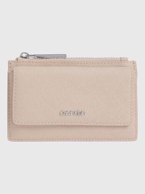 Tarjetero Ck Must Zip Flap Beige Calvin Klein