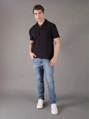 Imagen 2 del producto Polo texturizado con tejido crepé Negro Calvin Klein