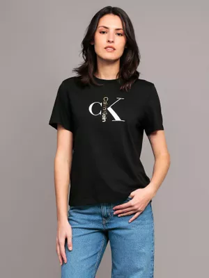 Polera classic con monograma Negro Calvin Klein