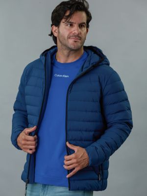 Parka con Gorro Packable Azul Calvin Klein
