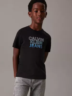 Polera Niño Gradient Flock Logo Negro Calvin Klein