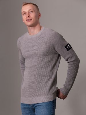 Sweater Badge Easy Sweater Gris Calvin Klein