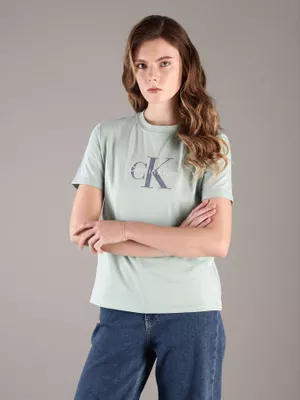 Polera Clásica- Monograma Estampado Verde Calvin Klein