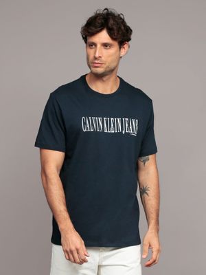 Polera Stretch Graphic Azul Calvin Klein