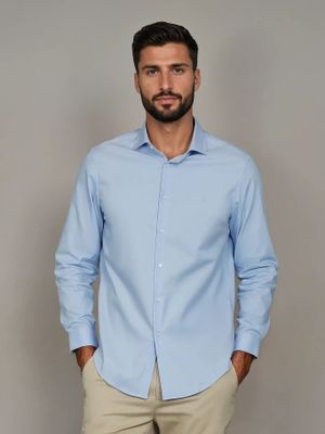 Camisa Slim Stretch 460 Azul Calvin Klein