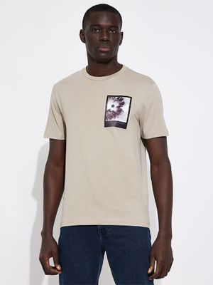 Polera Framed Flower Graphic Beige Calvin Klein