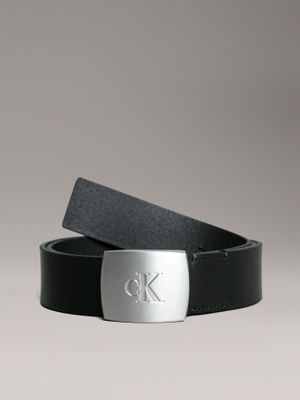 Cinturón con Hebilla con Monograma Negro Calvin Klein