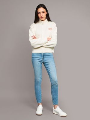 Imagen 2 del producto Polerón de felpa con cierre parcial Beige Calvin Klein