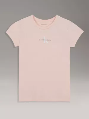 Polera Niña Slim Con Logo Damasco Calvin Klein