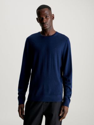 Sweater Superior Wool Crew Neck Swea Azul Calvin Klein