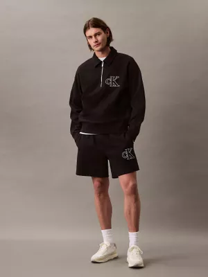 Short Canalé con Monograma Bordado Negro Calvin Klein