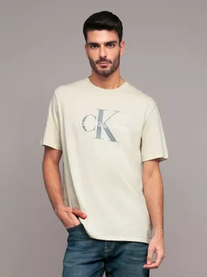 Polera con monograma Beige Calvin Klein