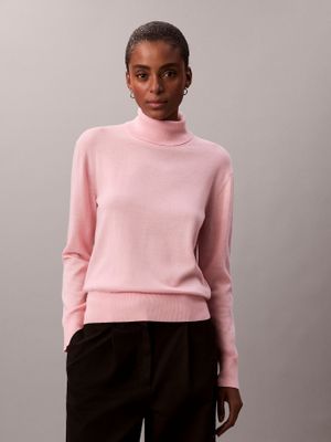Sweater Cuello Alto C Lana Merino Rosado Calvin Klein