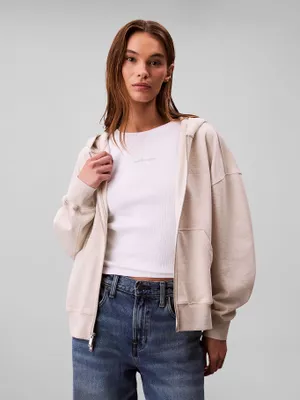 Imagen 1 del producto Polerón C Gorro De Cremallera Blanco Calvin Klein