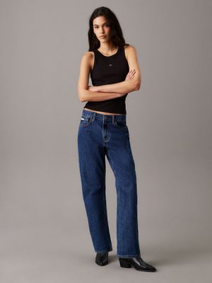 Imagen 2 del producto Polera slim canalé tirantes algodón Negro Calvin Klein