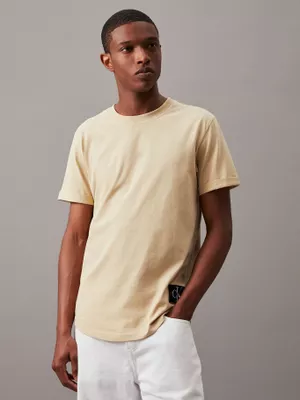 Polera Badge Turn Up Sleeve Beige Calvin Klein