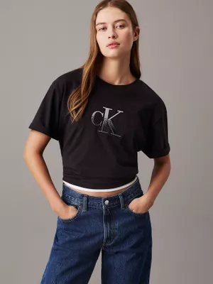 Polera holgada con monograma Negro Calvin Klein