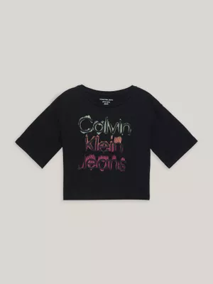 Polera Oversize Niña Glow Negro Calvin Klein