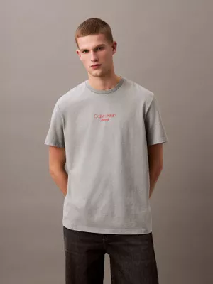 Polera Acid Wash Graphic Gris Calvin Klein
