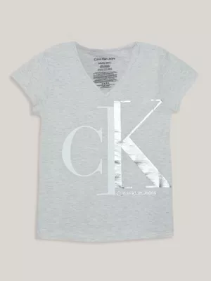 Polera Niña Split Monogram Gris Calvin Klein