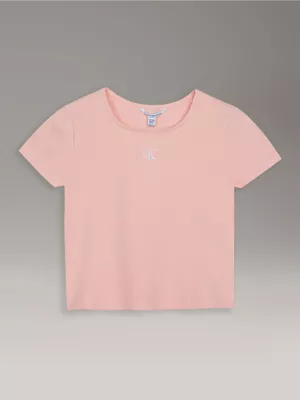 Polera Niña Cuello Cuadrado Canalé Damasco Calvin Klein