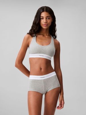 Calzón Boyshort Cotton Modal Rib Gris Calvin Klein