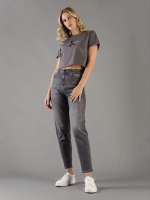 Imagen 2 del producto Polera Cropped con Logo Brillante Gris Calvin Klein