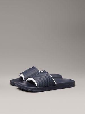 Sandalias Slide Rubber Azul Calvin Klein