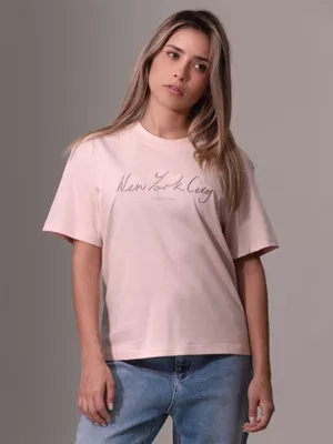 Polera Embroidered Nyc Relaxed Rosado Calvin Klein