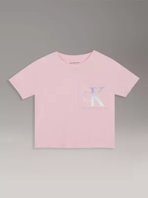 Polera Niña Boxy Oversize Monogram Rosado Calvin Klein