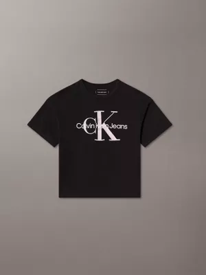 Polera Niña Seasonal Monologo Negro Calvin Klein