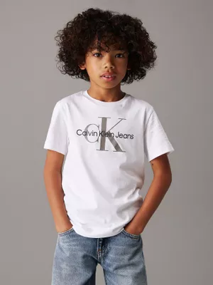 Polera Niño CK Monogram Blanco Calvin Klein