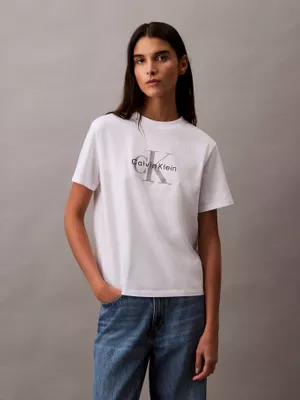 Polera Clásic Monograma Estampado Blanco Calvin Klein