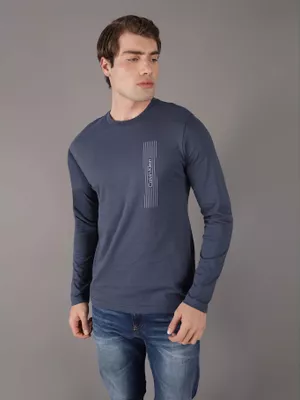 Polera LS Horizontal Logo Azul Calvin Klein