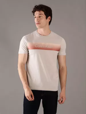 Polera Linear con Logo Beige Calvin Klein