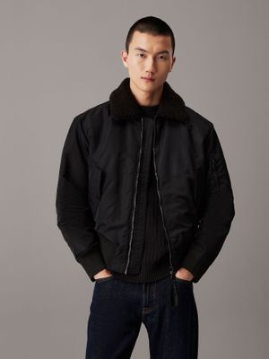 Chaqueta Aviator Sherpa Negro Calvin Klein